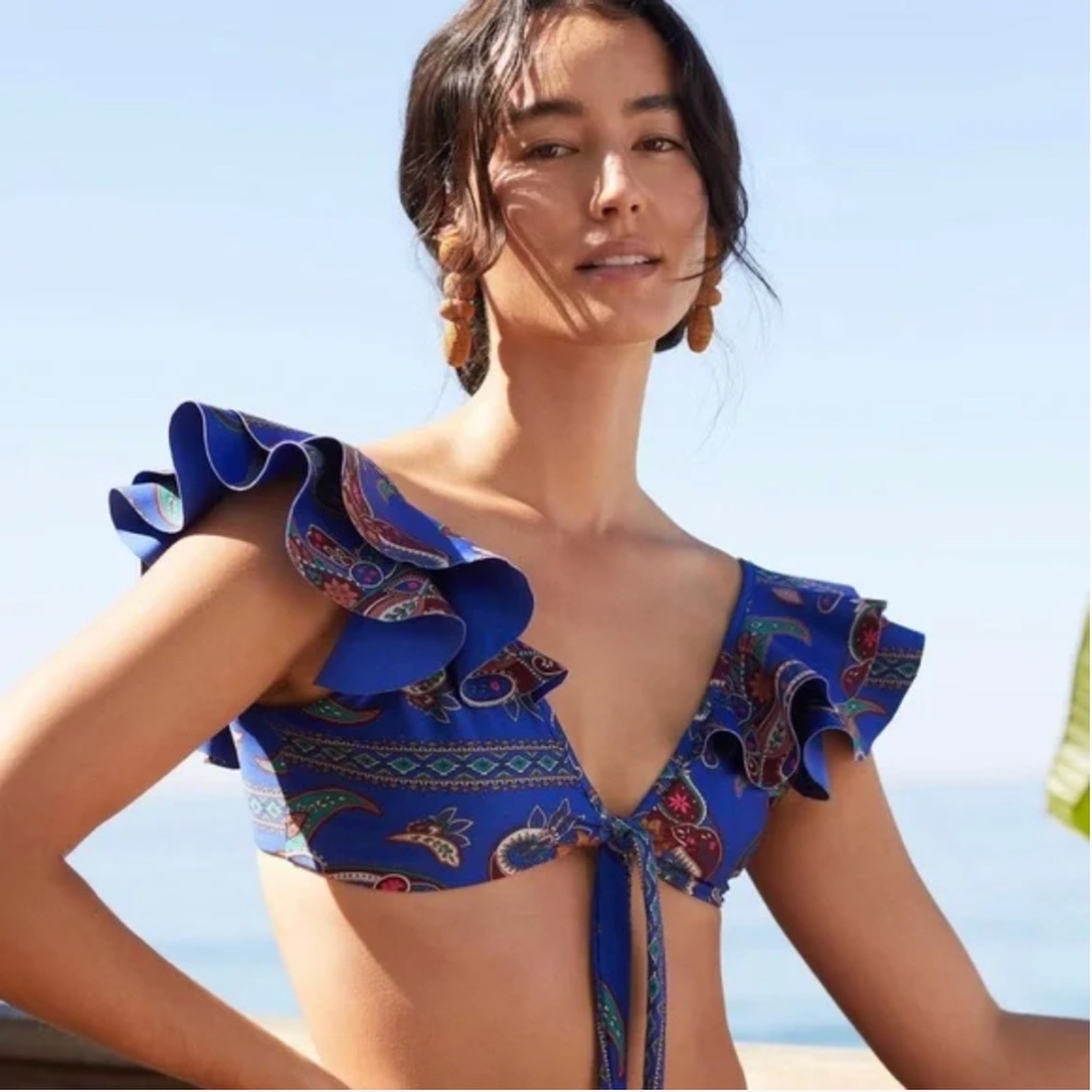 NWT Boamar Anthropologie bikini ruffled top Size Medium